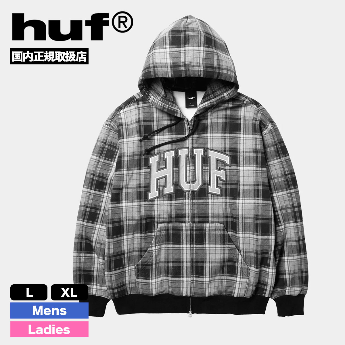 HUF  | ARCH PLAID FULL ZIP HEAVYWEIGHT HOODIE��FL00258��