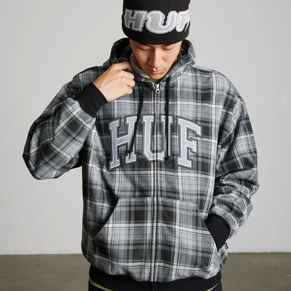 HUF  | ARCH PLAID FULL ZIP HEAVYWEIGHT HOODIE��FL00258��