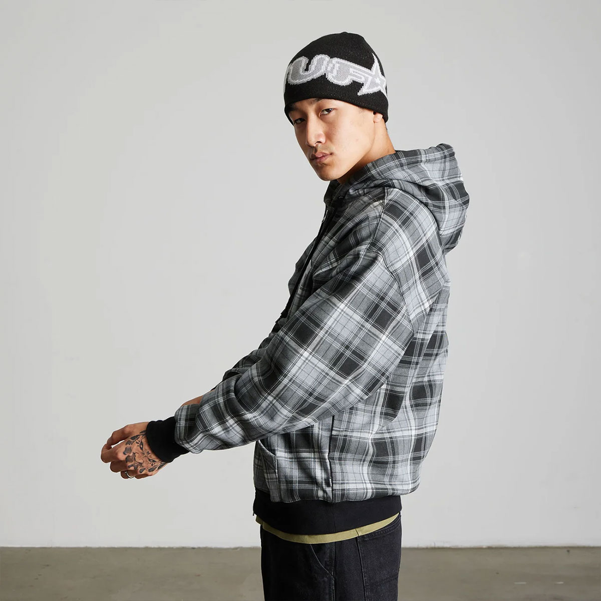HUF  | ARCH PLAID FULL ZIP HEAVYWEIGHT HOODIE��FL00258��