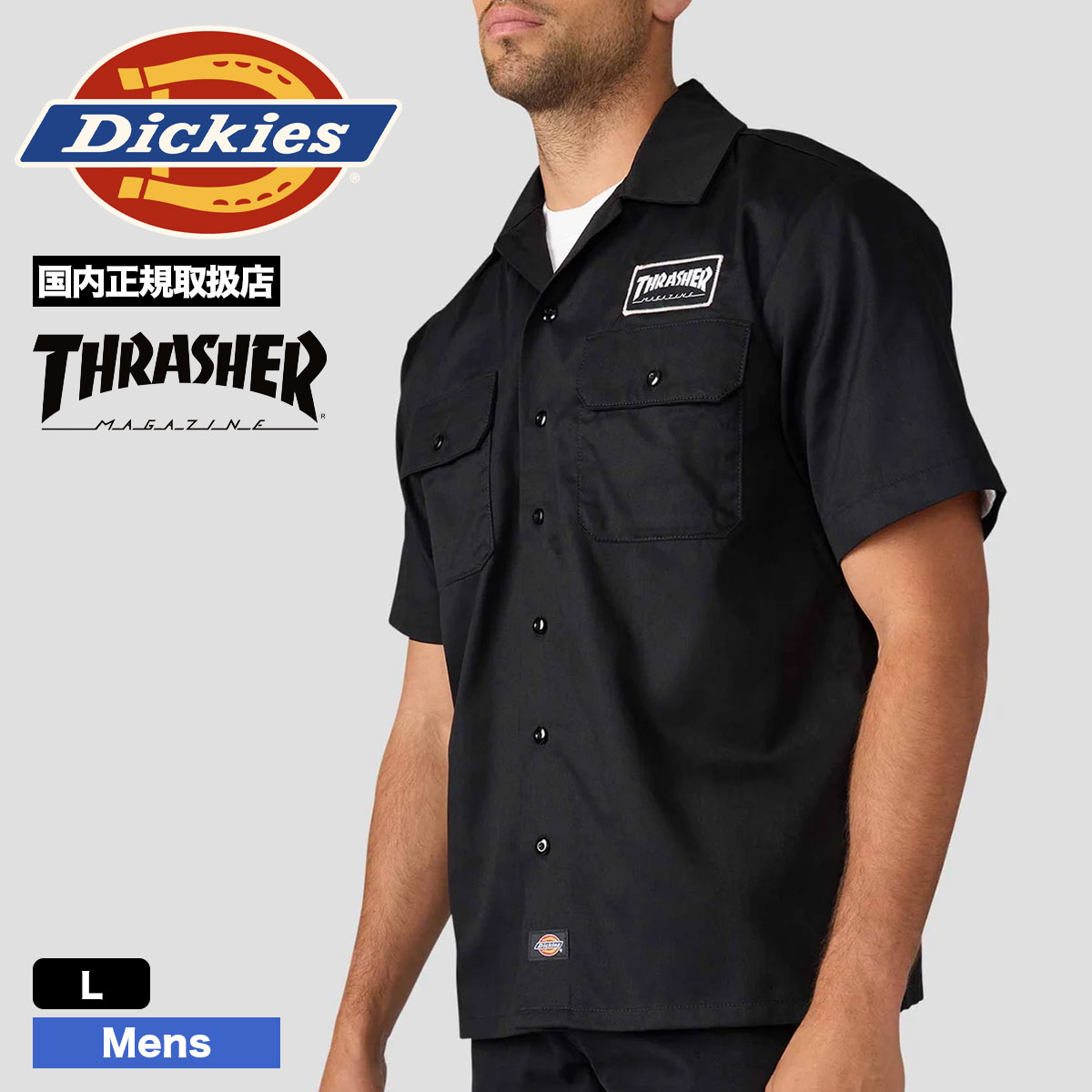 DICKIES �ǥ��å�����  �������ȥܡ��ǥ��� Ⱦµ�����奢�륷��� L ����å��㡼 ����� ���������� �͵��֥��� | Dickies x Thrasher Work Shirt��DK0A88HT��