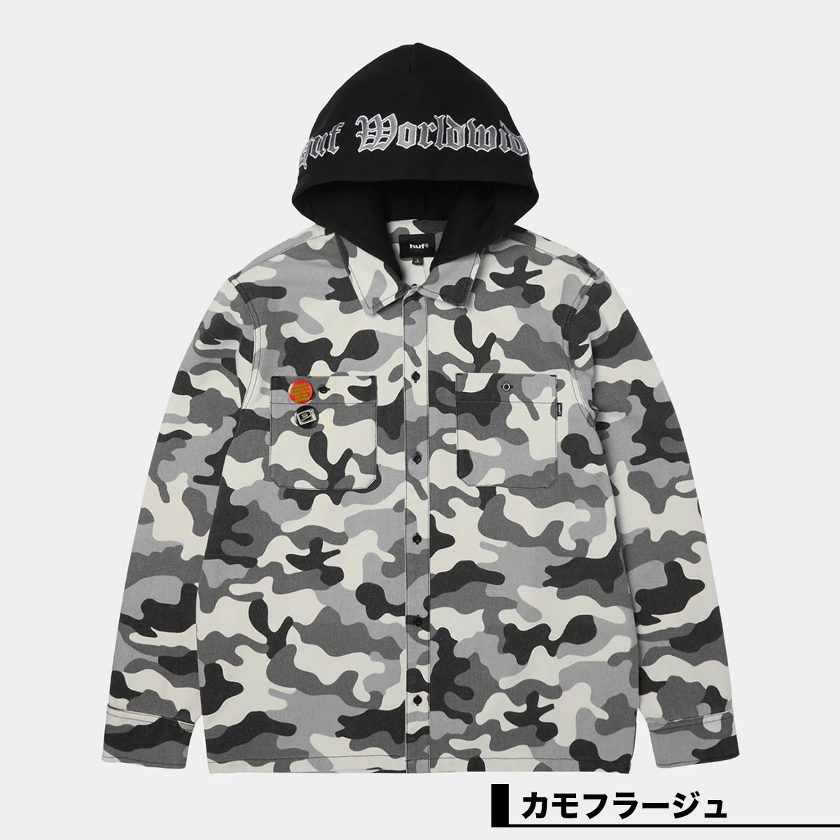 HUF  | OLYMPIA CAMO HOODED OVERSHIRT��BU00289��