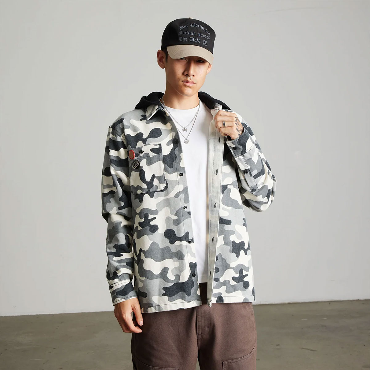 HUF  | OLYMPIA CAMO HOODED OVERSHIRT��BU00289��