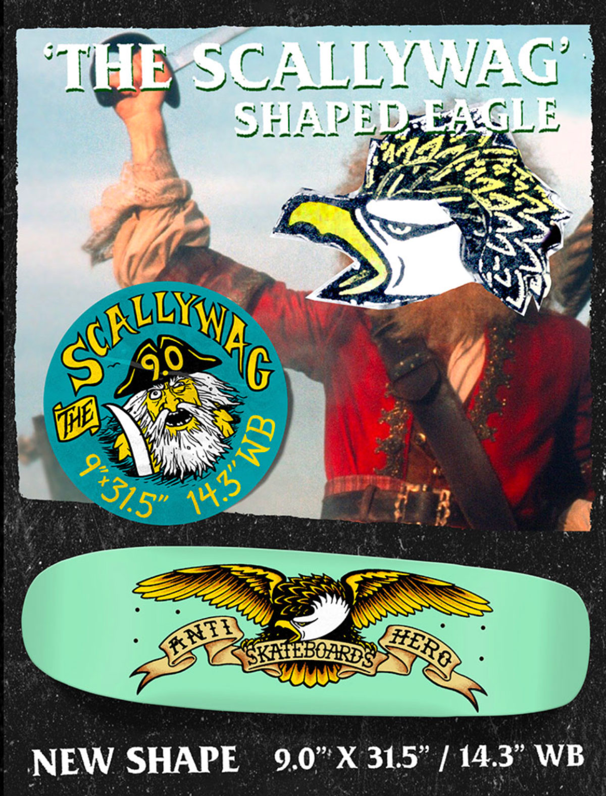 󥿥ҡ ҡ ȥܡ ܡ  ǥå  sk8 ͵ ֥ | ANTIHERO SKATEBOARDS SCALLYWAG SHAPED EAGLE 9.0incTEAM BOARD 