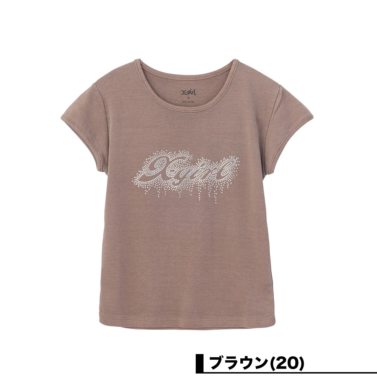 ���å��������� Ⱦµ T����� �ȥåץ� ����ѥ��� ���� �饤�󥹥ȡ��� ��� ��3�� M ���ȥ꡼�ȿ͵��֥��� X-GIRL ���� 2026 | FADED DROP RHINESTONE LOGO S/S BABY TEE��105263011014��