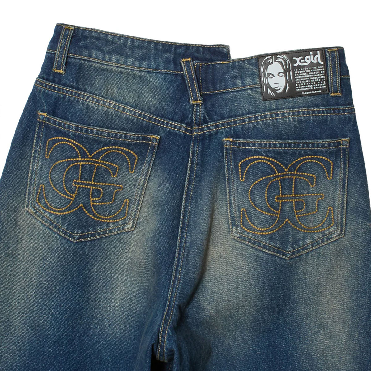 X-GIRL | EMBLEM POCKET ASYMMETRIC WAIST DENIM PANTS��105263031007��