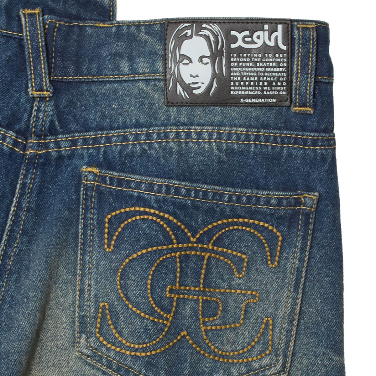 X-GIRL | EMBLEM POCKET ASYMMETRIC WAIST DENIM PANTS��105263031007��