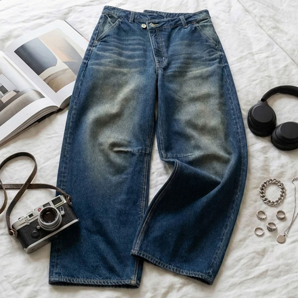 X-GIRL | EMBLEM POCKET ASYMMETRIC WAIST DENIM PANTS��105263031007��