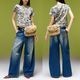 X-GIRL | EMBLEM POCKET ASYMMETRIC WAIST DENIM PANTS��105263031007��