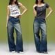 X-GIRL | EMBLEM POCKET ASYMMETRIC WAIST DENIM PANTS��105263031007��