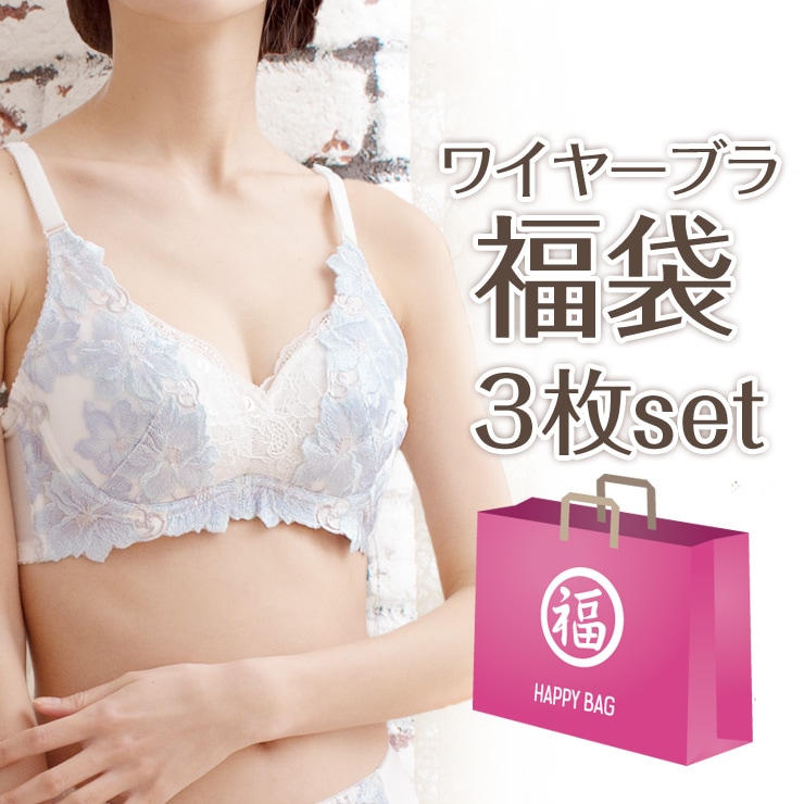 送料無料】レースデザイン ワイヤー ブラ 3枚セット 福袋