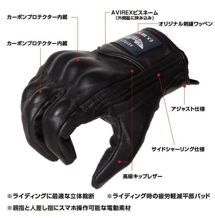 Autumn Thanks Fair15%OFF۽ղƽ A1T6003 AVIREX PROTECT LEATHER GLOVE [ʡ5-7Ķˤȯ] AVIREX() 
