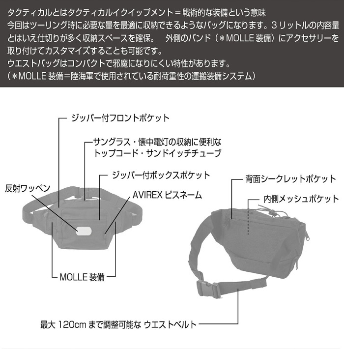 Autumn Thanks Fair10%OFFA2K-7001 AVIREX TACTICAL WAIST BAG [ʡ5-7Ķˤȯ] AVIREX 