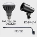 PAR E26-18W-3000K BK + K0/BK-L14 + F13/BK || LED���ץ����ॻ�å�[����]Signflux + ����ŵ��ڲ����������LED����:�����ѥ�ե���120��150W���� ����120���ŵ忧(3000K) E26�����+��K���������ץۥ����+��L��������(965mm)�ۡ�����ԲĎ�ľ���Τߡ�[sf+nd]
