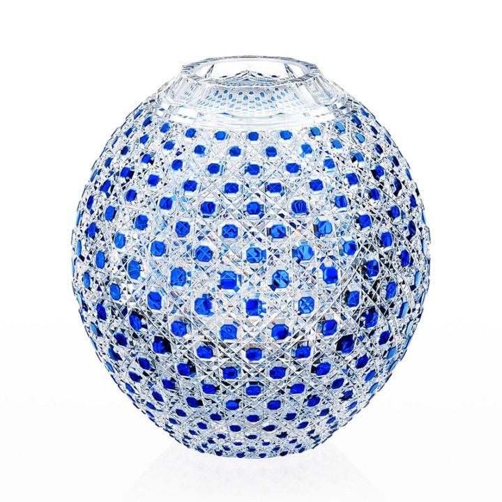 極美品 KAGAMI CRYSTAL 江戸切子 花瓶 魚目に八角籠目紋 江戸切子 花瓶<麻の葉に八角籠目紋> KAGAMI | 花瓶 | 伝統工芸