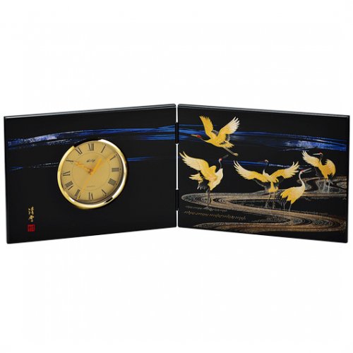 山中漆器 屏風時計 飛翔富士（大） | 屏風時計 | 伝統工芸品・和風記念