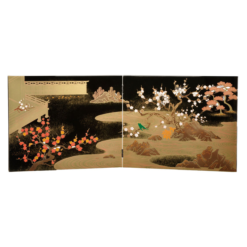 飾台と屏風 楽天市場】屏風 鑑賞屏風 観音開き 両面表 円相 円窓 葛飾北斎 手漉き