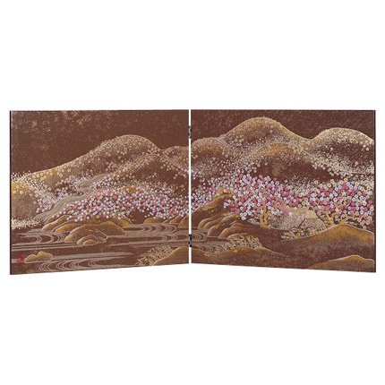 会津塗り屏風、平台セット 楽天市場】会津塗 蒔絵屏風 衝立 初音図 日本製 送料無料 ギフト
