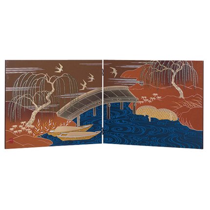 会津塗り屏風、平台セット 楽天市場】会津塗 蒔絵屏風 衝立 初音図 日本製 送料無料 ギフト