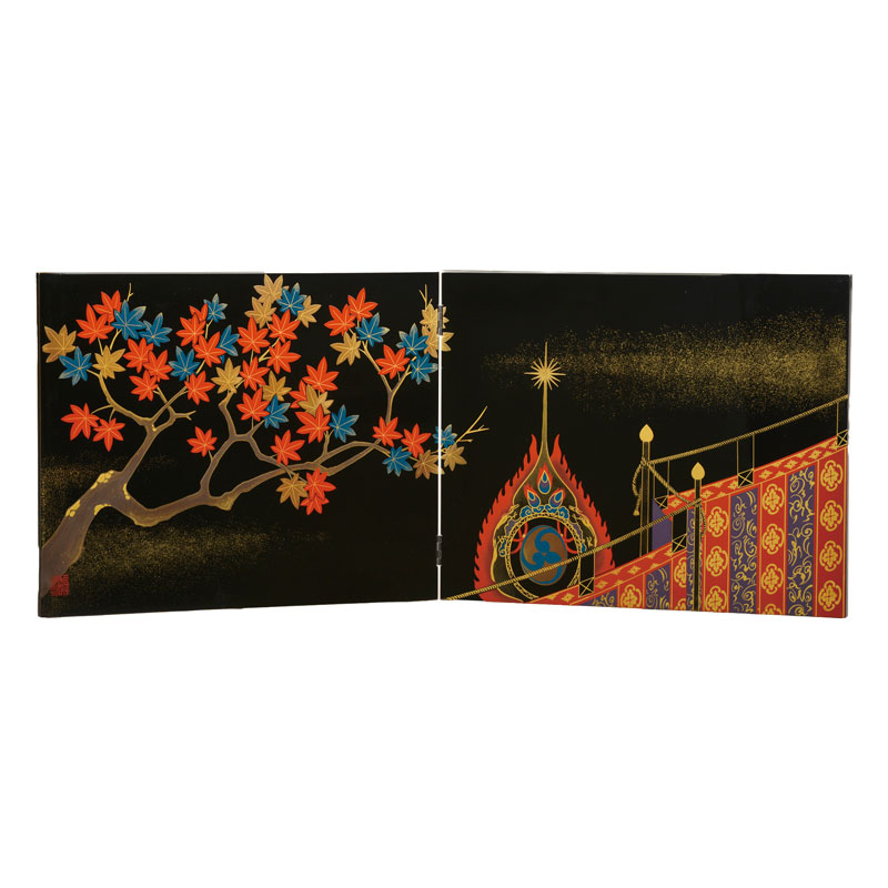 会津漆器 屏風 黒 11月屏風 紅葉 | 屏風 | 伝統工芸品・和風記念品