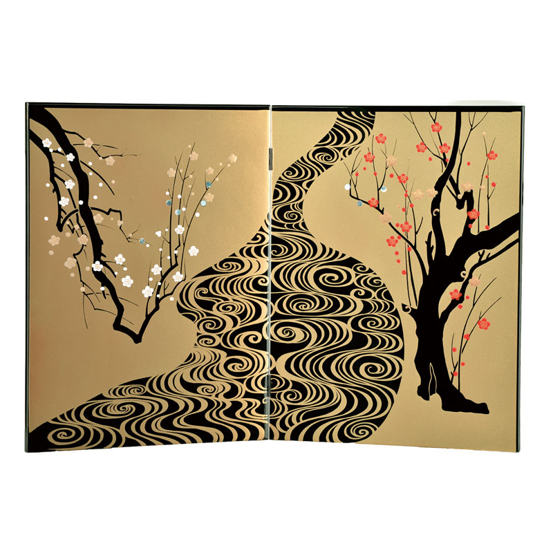 屏風 会津漆器 屏風 黒 11月屏風 紅葉 | 屏風 | 伝統工芸品・和風記念品