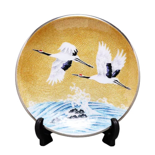 七宝焼き 飾皿 8丸 波涛鶴(はとうつる) | 飾皿 丸形 | 伝統工芸品