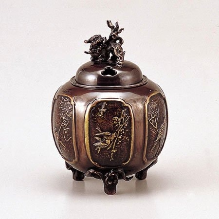 高岡銅器の香炉・香立　平丸　牡丹香炉 平丸牡丹 高岡銅器香炉 | 株式会社竹中銅器