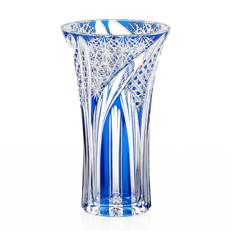 江戸切子 花瓶 花生 江戸切子 籠目紋 天開花瓶 江戸紫 ｜江戸切子グラスならTABLEAU