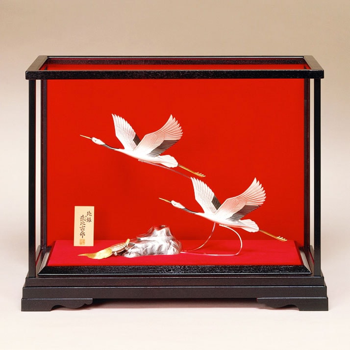 東京銀器 置物 鶴（２羽）