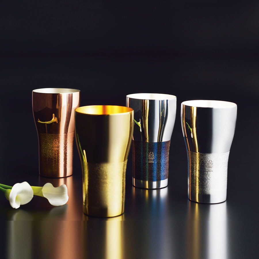 Ｂフライデー蔵出し特価モダン飾り台金属製２６cm　１３×１０cm　約2,5kg 燕三条 TSUBAME 「輝」純銅ビアタンブラー 銀古美 | 輝 タンブラー