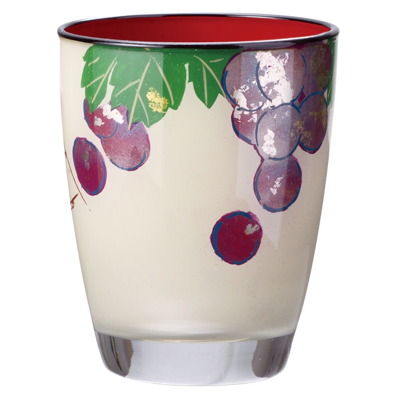 会津漆器 ぶどうグラス（ガラス絵・手描） A.白内朱 B.黄内朱 | 酒器