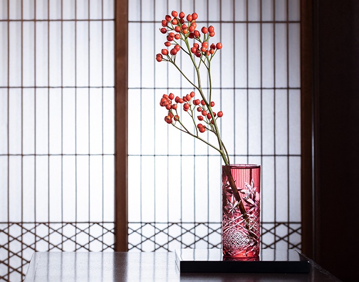 江戸切子 花瓶＜紅葉＞ KAGAMI | 一輪挿し | 伝統工芸品・和風記念品