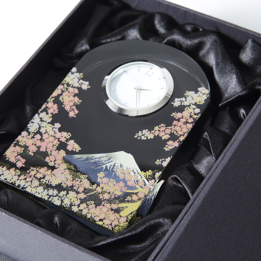 紀州蒔絵 クリスタル時計 富士に桜 | 時計 | 伝統工芸品・和風記念品