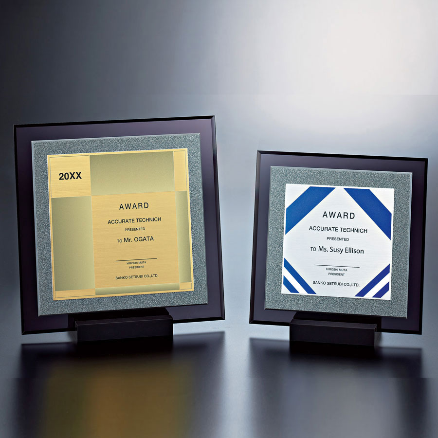 オリジナルデザイン表彰楯 JP-L27-03-アルミ表彰板付アクリル製楯
