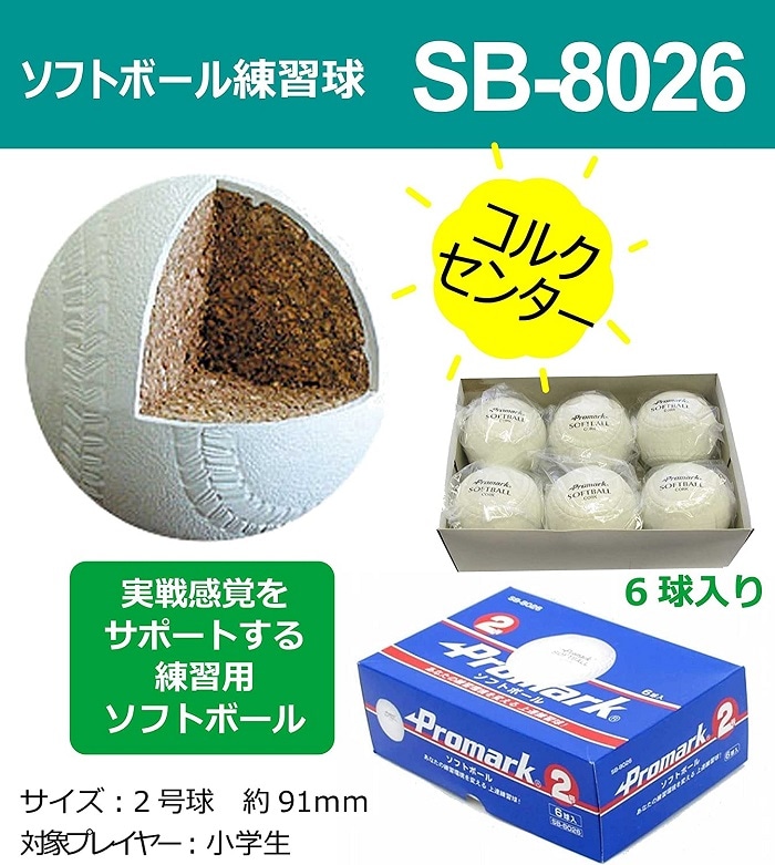 PROMARK プロマークソフトボール練習球2号6球入 SB-8026