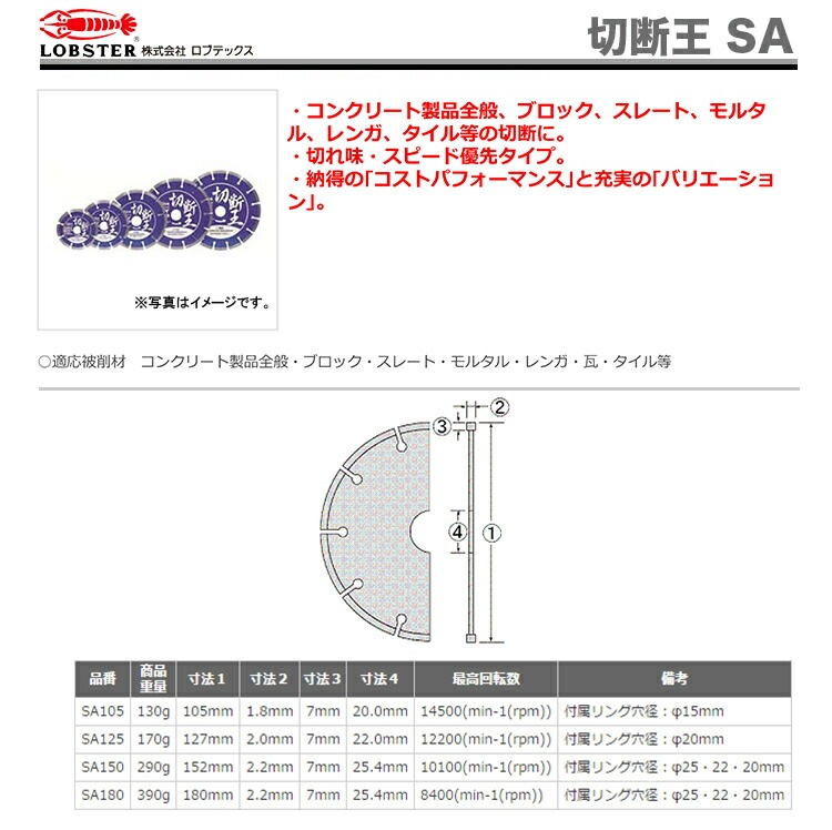 【新品】【数量限定】〈ロブテックス〉ダイヤモンドホイール　切断王　SA180