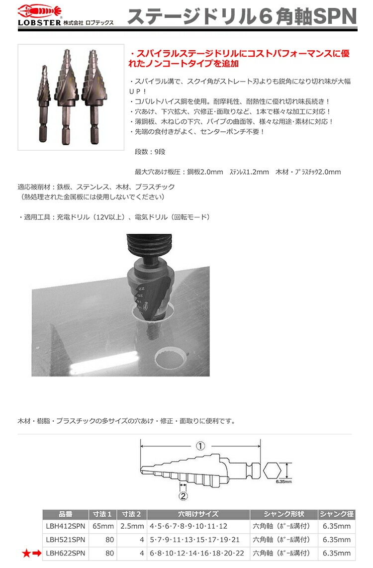 【新品】【数量限定】〈ロブテックス〉ステージドリル　LBH622SPN