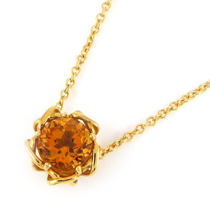 【ティファニー Tiffany & Co.】ネックレス 1ポイント ラウンドカット シトリン K18YG 