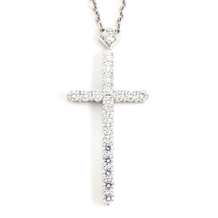【カルティエ Cartier】ネックレス クロス ラージ 20ポイント ダイヤモンド K18WG 