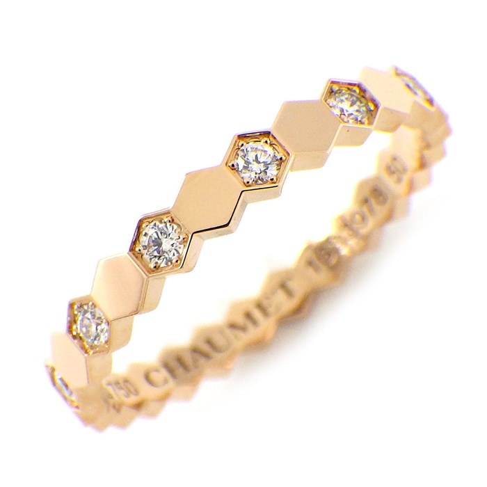 【ショーメ Chaumet】リング ビーマイラブ ハニカム 蜂 ミツバチ 蜂の巣 ハーフ ダイヤモンド K18PG 9.5号 / #50 