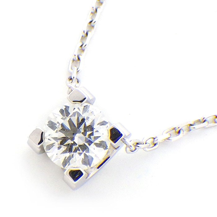 【カルティエ Cartier】ネックレス C ドゥ セッティング ソリティア ソリテール ダイヤモンド 0.31ct(G/VS1/VG) K18WG 