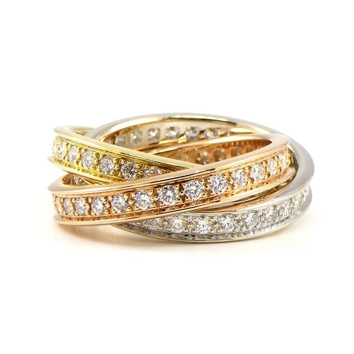 【カルティエ Cartier】リング スリーバングルズ トリニティ フル サークル ダイヤモンド K18PG K18WG K18YG 9.5号 / #51 