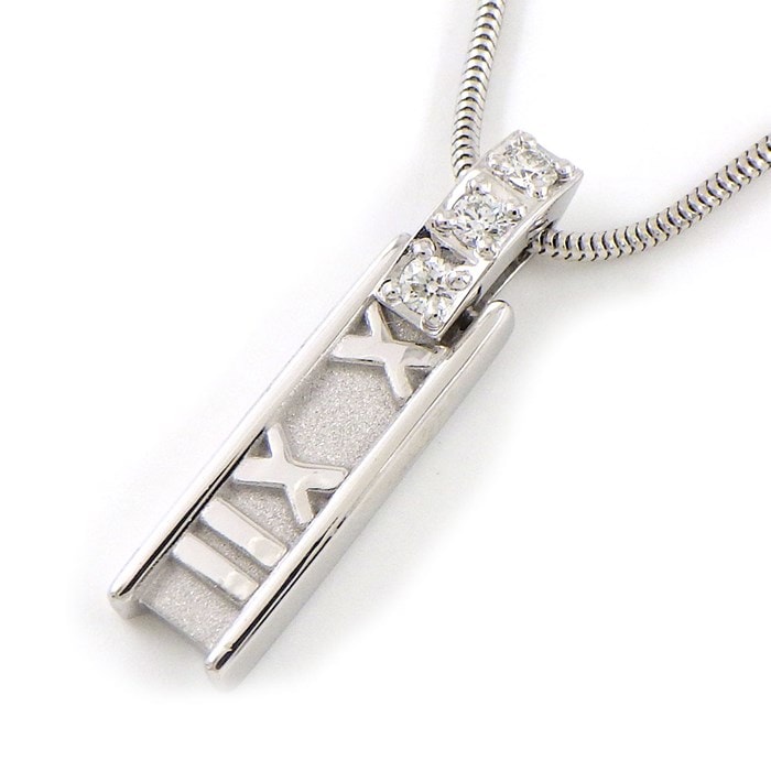 【ティファニー Tiffany & Co.】ネックレス アトラスバー 3ポイント ダイヤモンド K18WG 