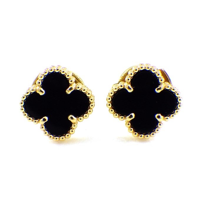 【ヴァンクリーフ＆アーペル Van Cleef & Arpels】ピアス スウィートアルハンブラ オニキス K18YG 