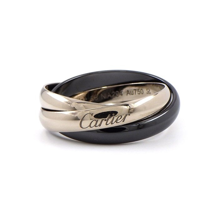 カルティエ Cartier】リング トリニティ K18WG ブラックセラミック 黒