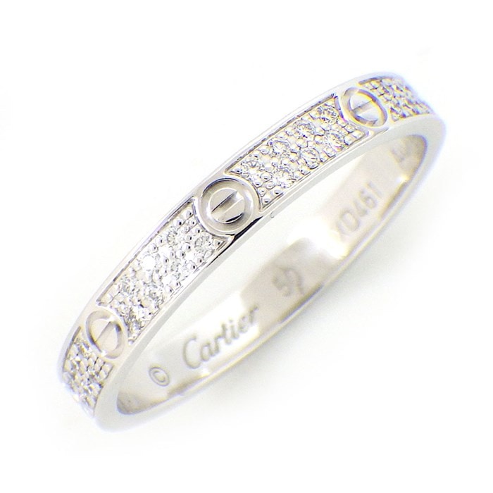 【カルティエ Cartier】リング ミニラブリング SM パヴェ 72ポイント ダイヤモンド 0.19ct K18WG 9.5号 / #50 【箱・保付き】 