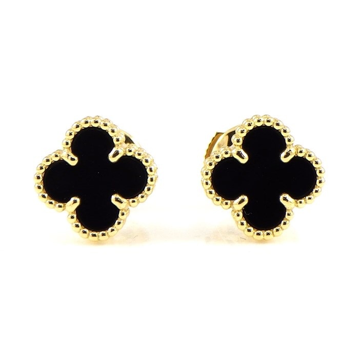 【ヴァンクリーフ＆アーペル Van Cleef & Arpels】ピアス スウィート アルハンブラ オニキス K18YG 