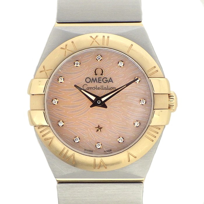 オメガ OMEGA 腕時計 コンステレーション 123.20.24.60.57.003 12ポイント ダイヤインデックス ピンクシェル文字盤 K18PG SS クオーツアナログ 【中古】
