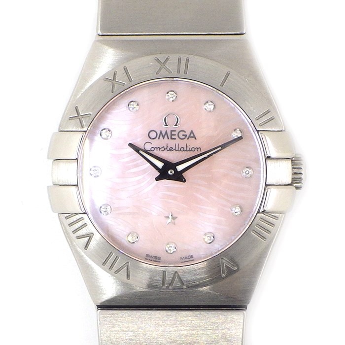 ★最終お値引き品★ 【オメガ OMEGA】腕時計 コンステレーション 123.10.24.60.57.002 12ポイント ダイヤインデックス 0.03ct ピンクシェル文字盤 SS クオーツアナログ 【箱・保付き】 