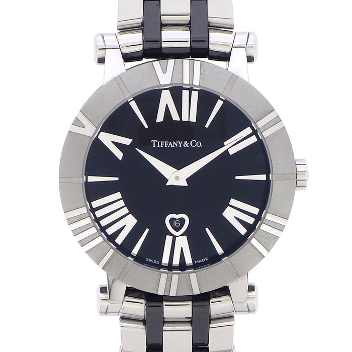 ティファニー Tiffany & Co. 腕時計 アトラス Z1301.11.11A10A00A カレンダー ブラック 黒 文字盤 SS ブラックセラミック クオーツアナログ 【中古】