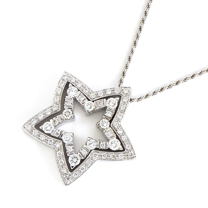 ダミアーニ DAMIANI ネックレス ベルエポック ステラ スター モチーフ ダイヤモンド スクリューチェーン K18WG 【中古】